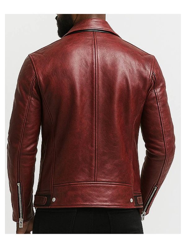 Men's Roman Red Leather Biker Jacket