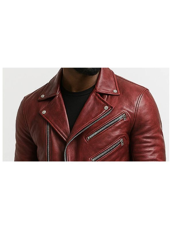 Men's Roman Red Leather Biker Jacket