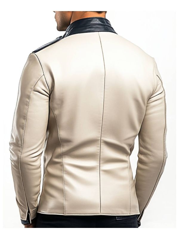 Men's Jesse White Leather Biker Jacket