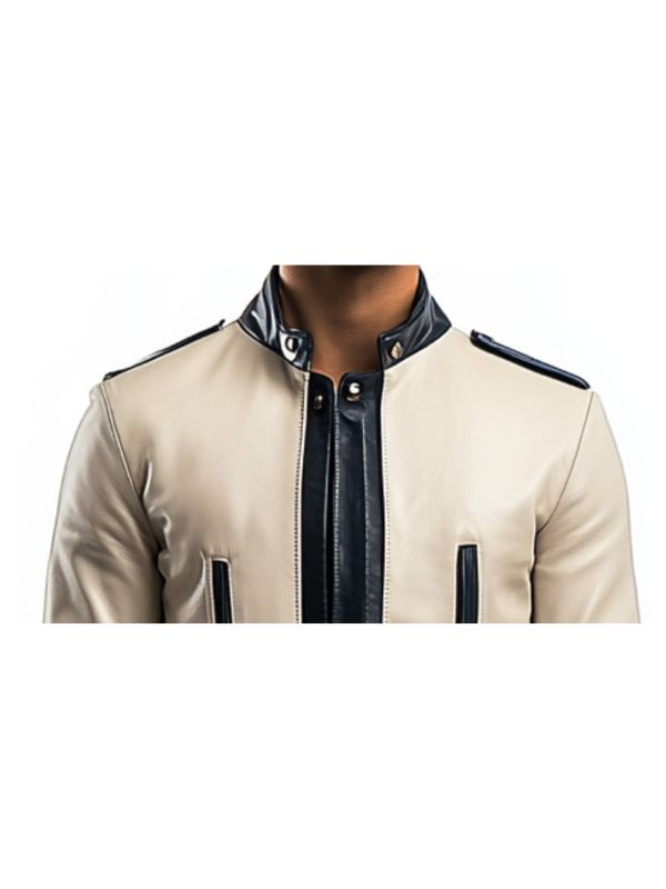 Men's Jesse White Leather Biker Jacket