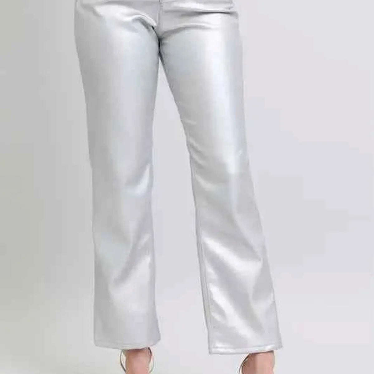 High Waist Silver Faux Leather Pants – Plus Size
