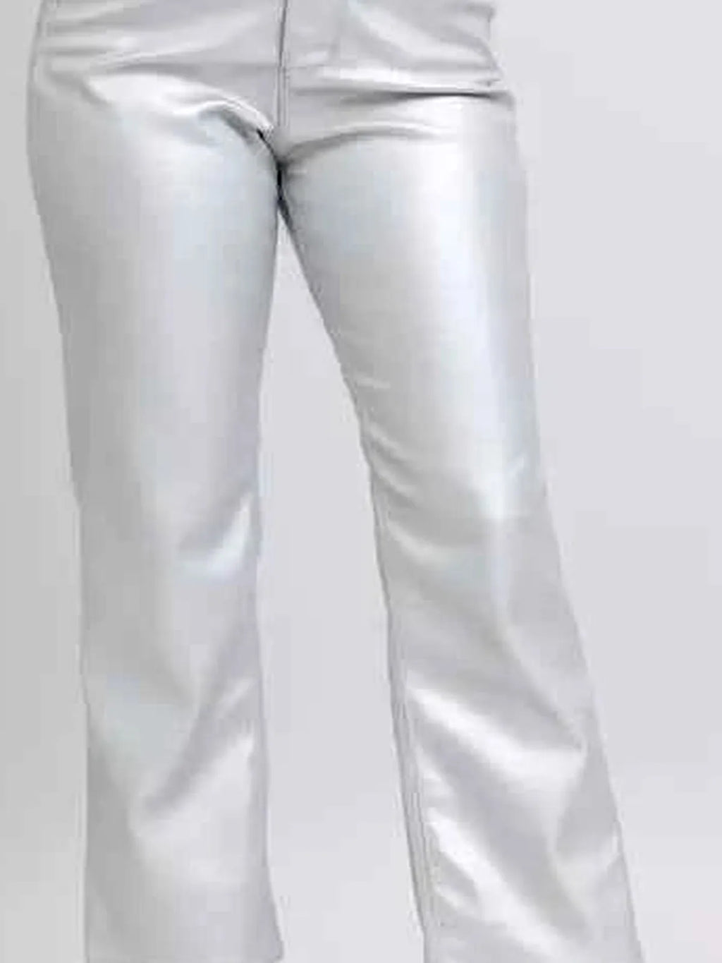 High Waist Silver Faux Leather Pants – Plus Size
