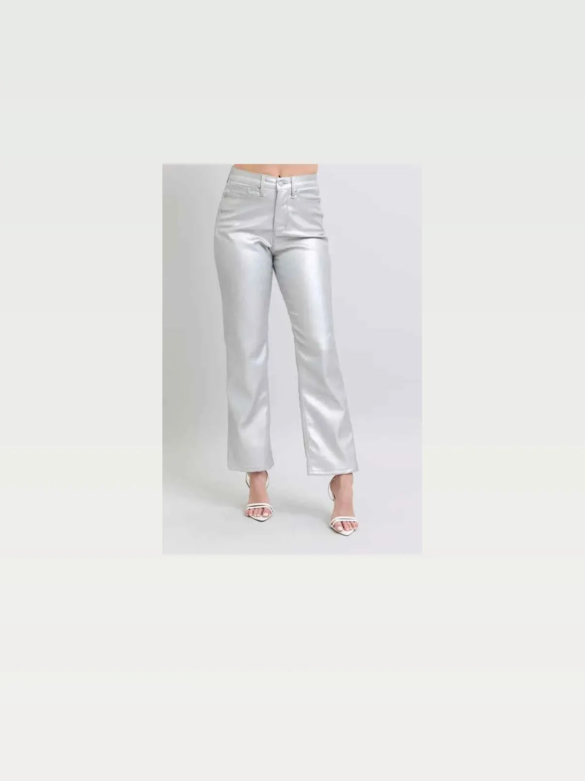 High Waist Silver Faux Leather Pants – Plus Size