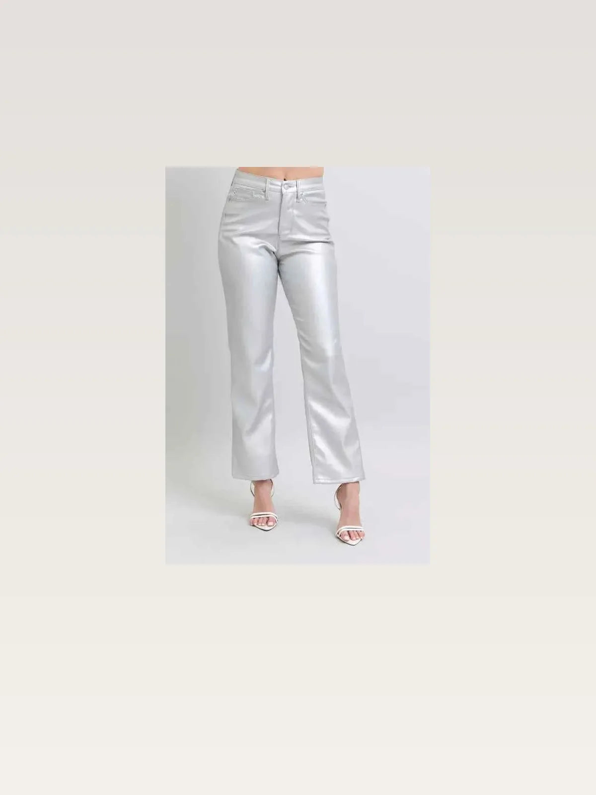 High Waist Silver Faux Leather Pants – Plus Size