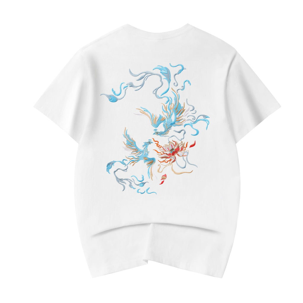 KH606 Blue Phoenix Embroidery Tee