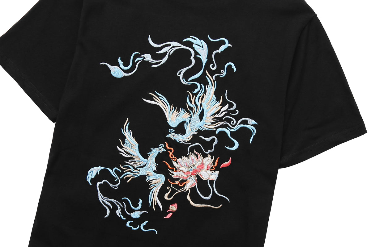 KH606 Blue Phoenix Embroidery Tee