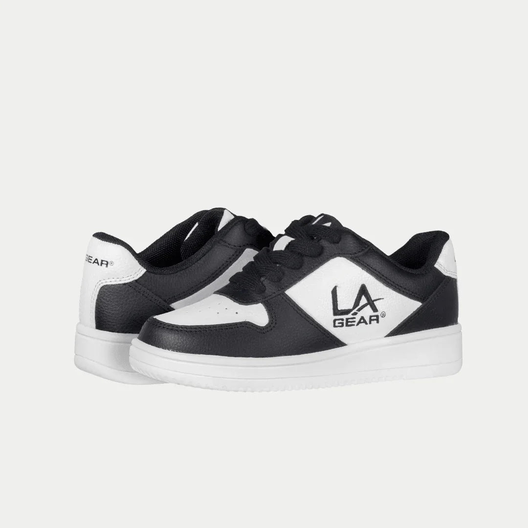 LA Gear Kids Edge Lowtop | Black x White Logo