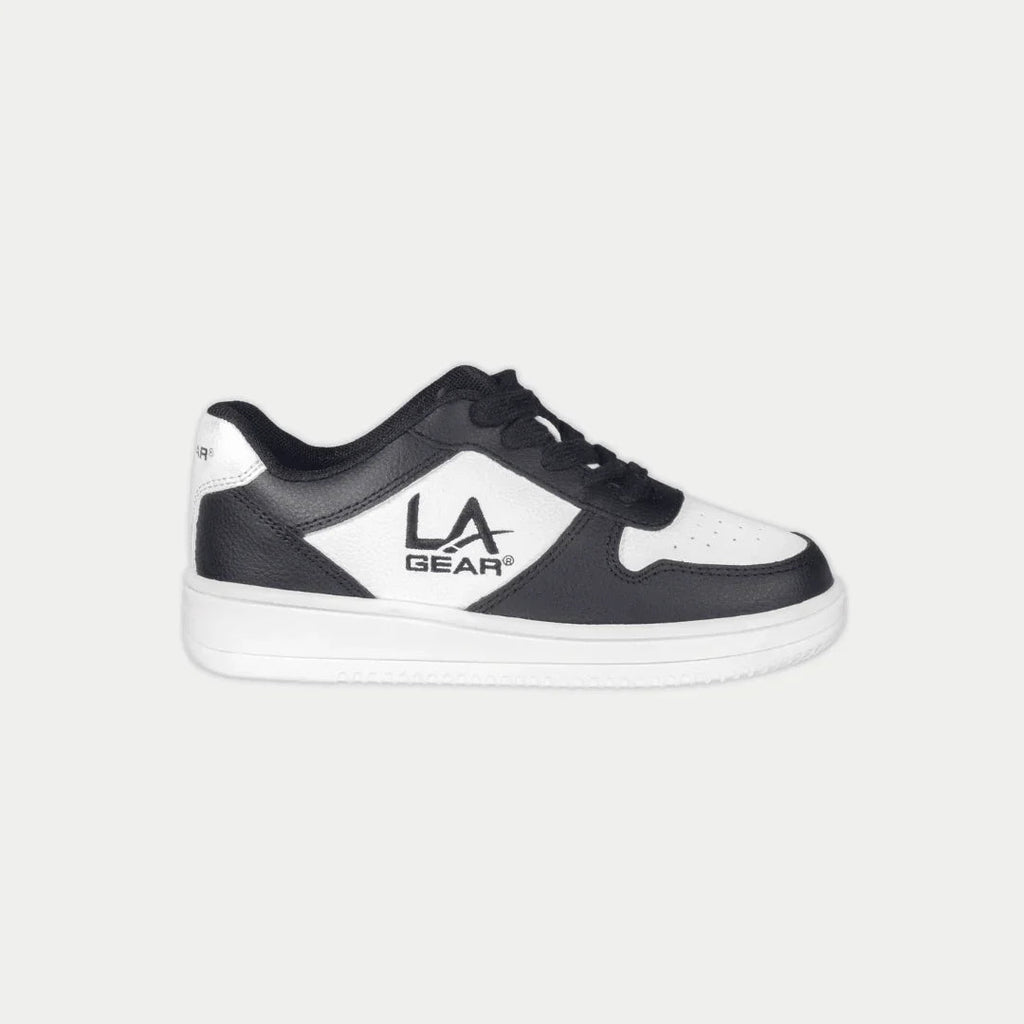 LA Gear Kids Edge Lowtop | Black x White Logo