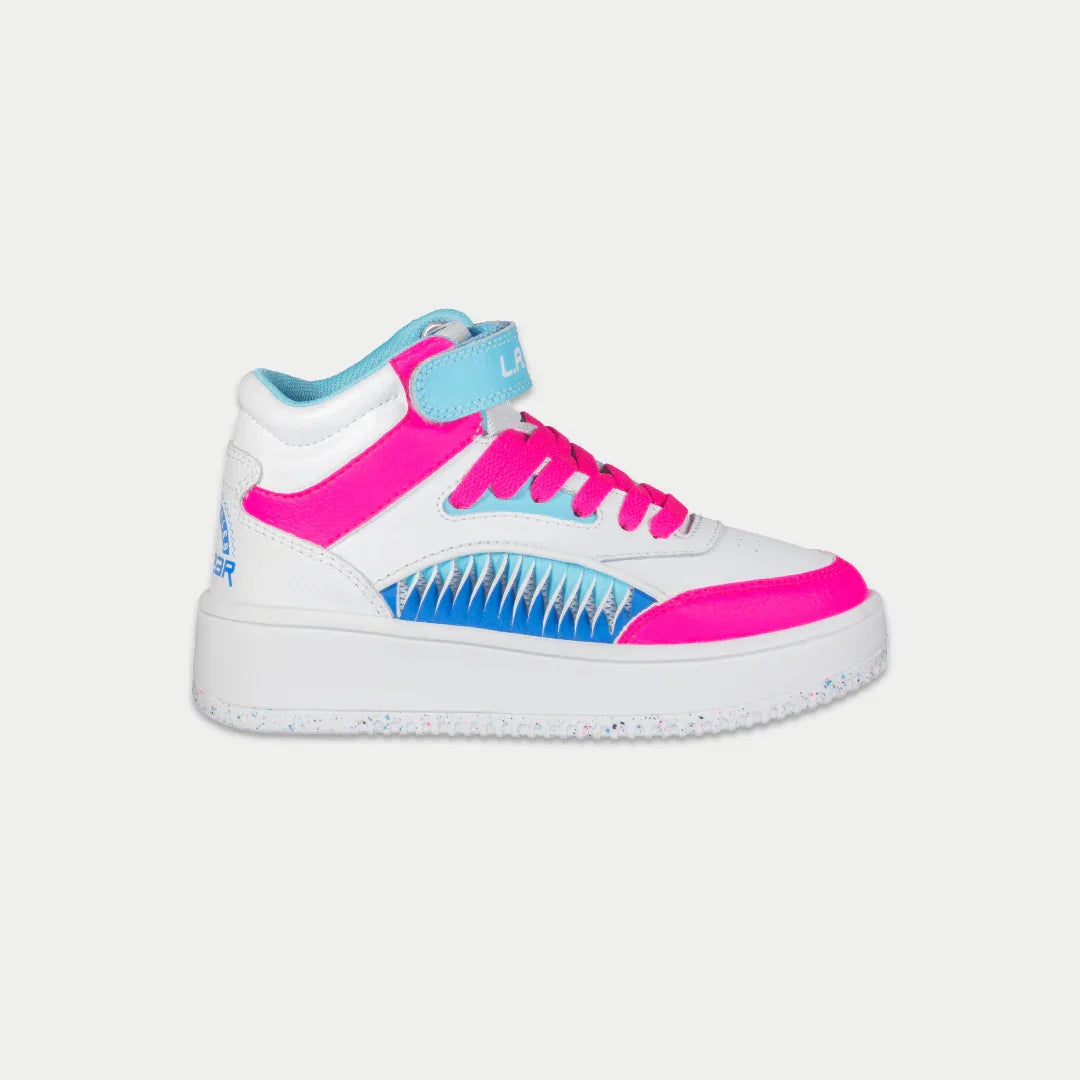LA Gear Kids Flame Hightop | White x Pink x Blue