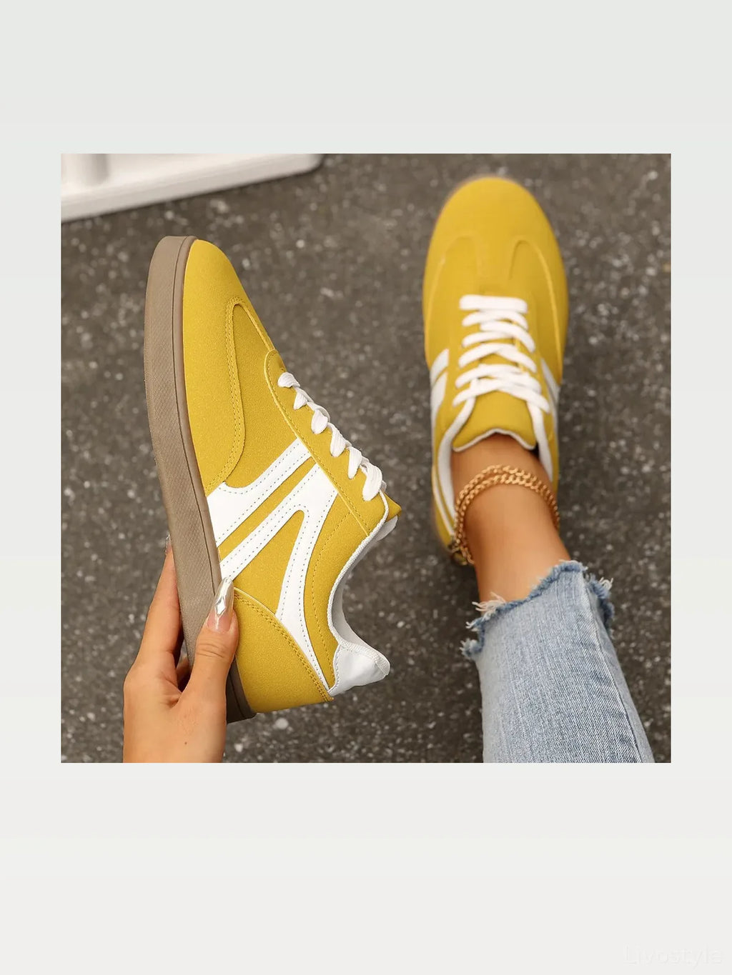 Low-Top Lace-Up Flat Sneakers with Suede Details