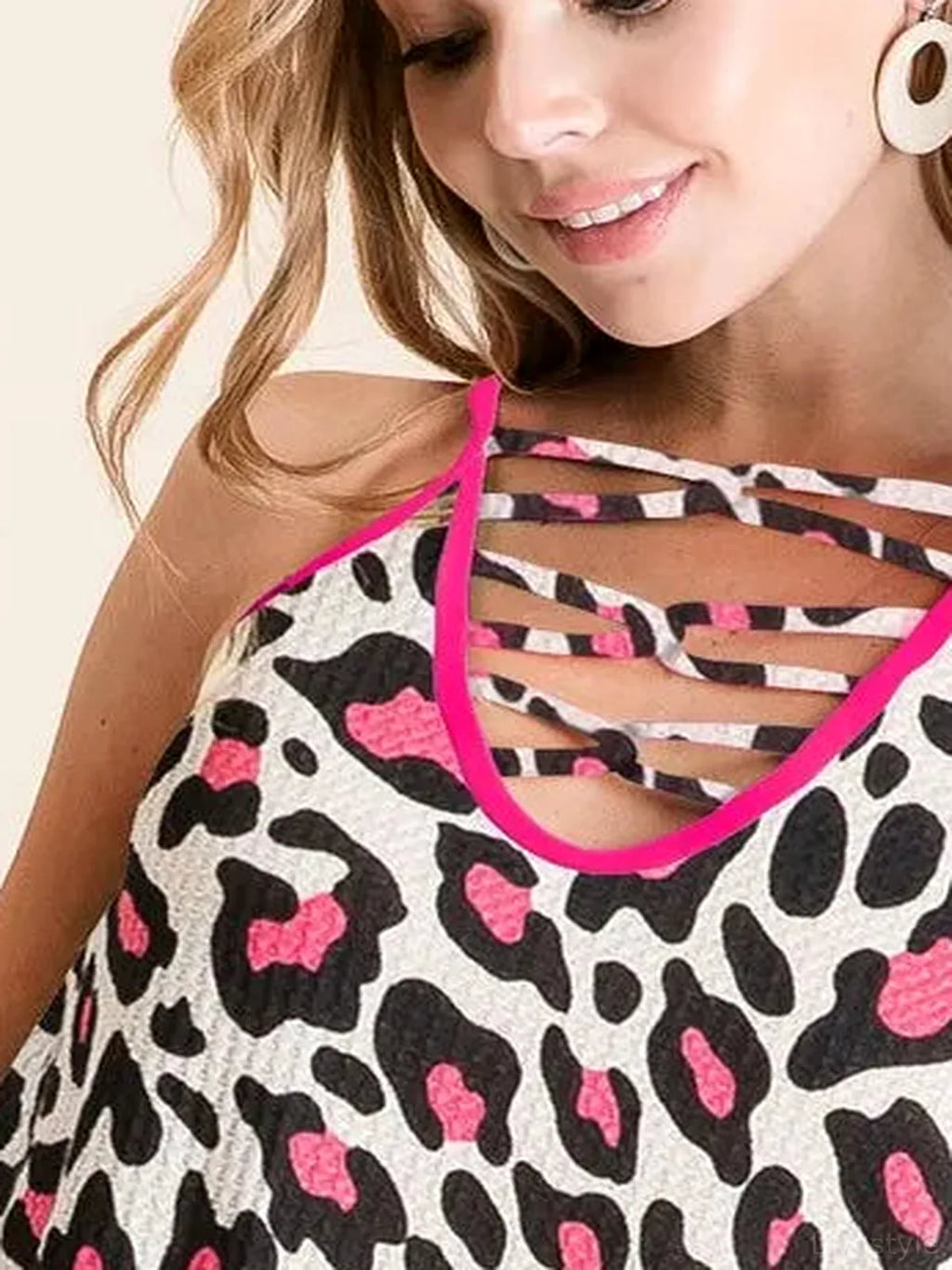 Leopard Print Caged Neck Camisole