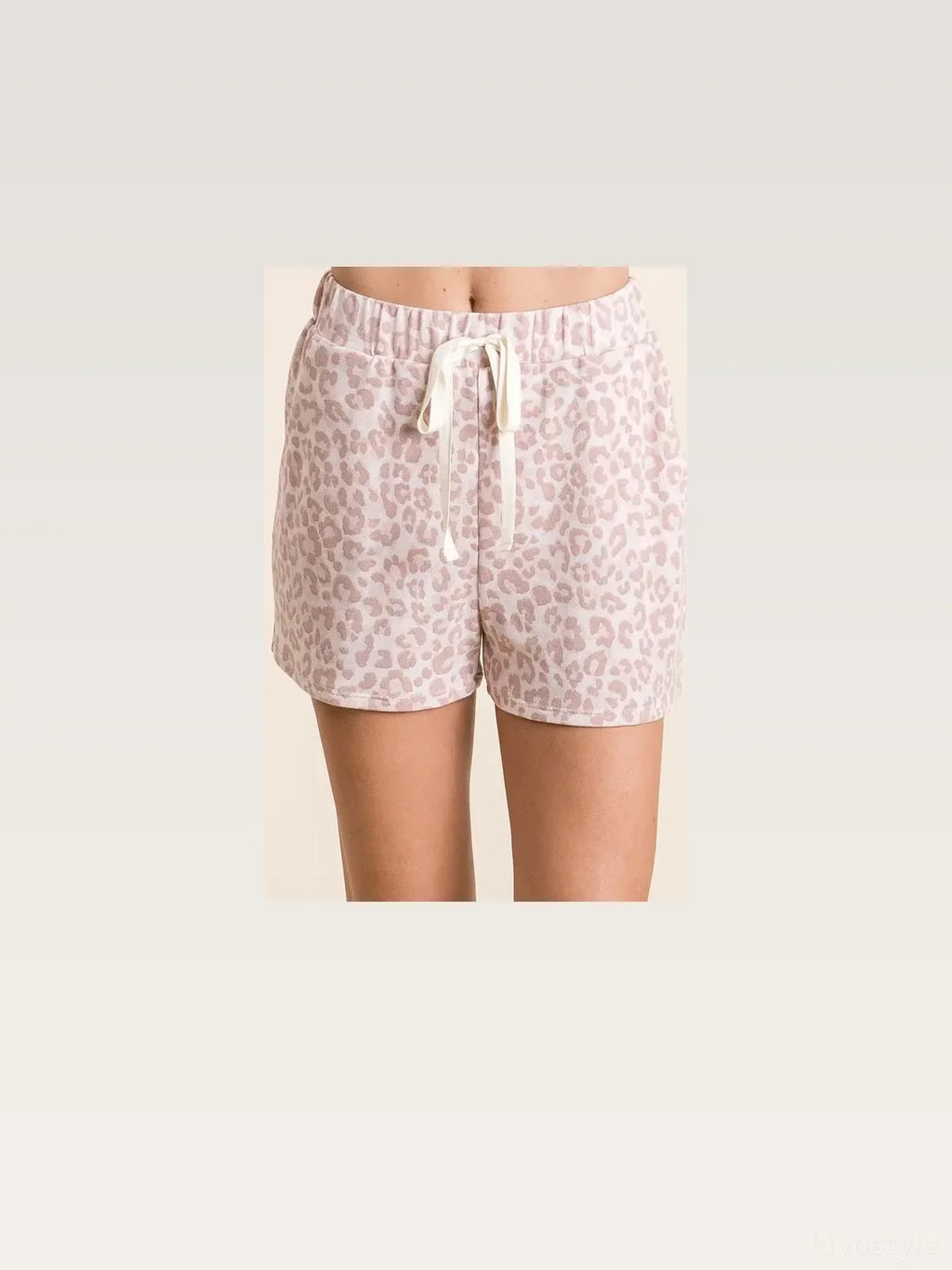 Leopard Terry Shorts With Drawstring