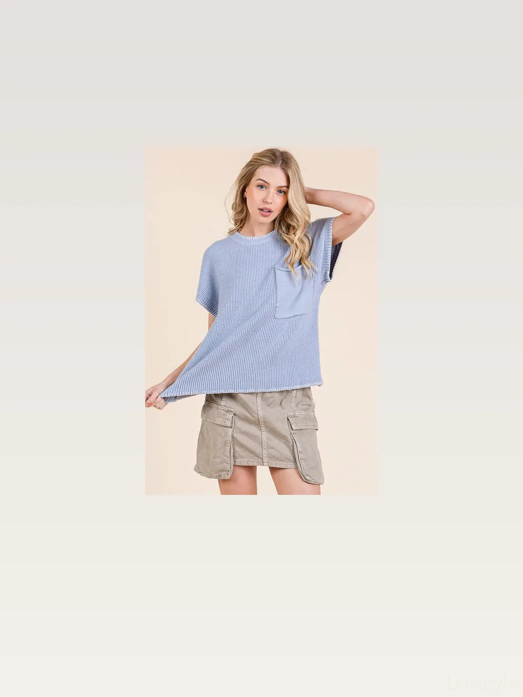 Oversized Cap Sleeve Knit Sweater with Pockets