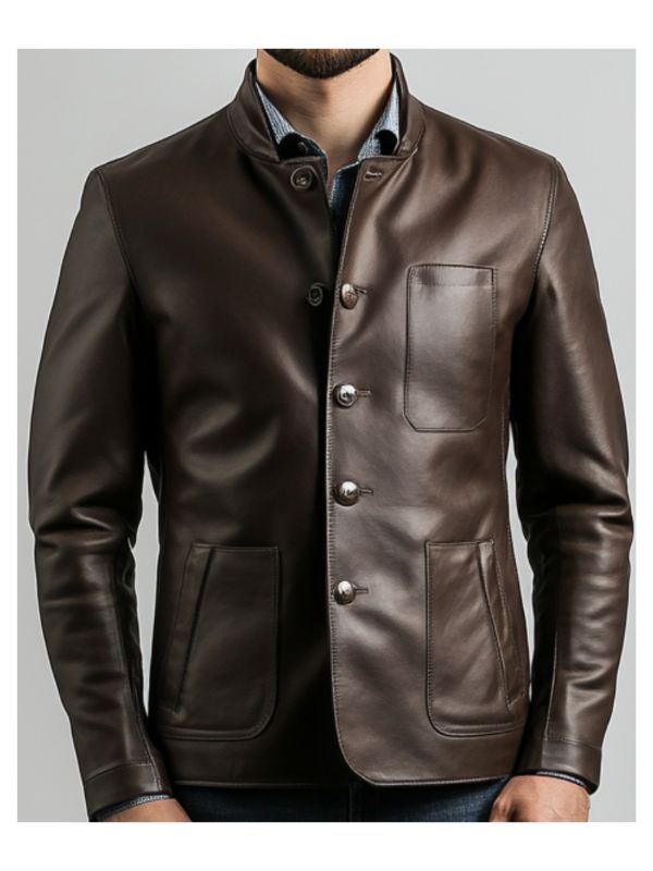 Men's Lucas Brown Leather Biker Jacket