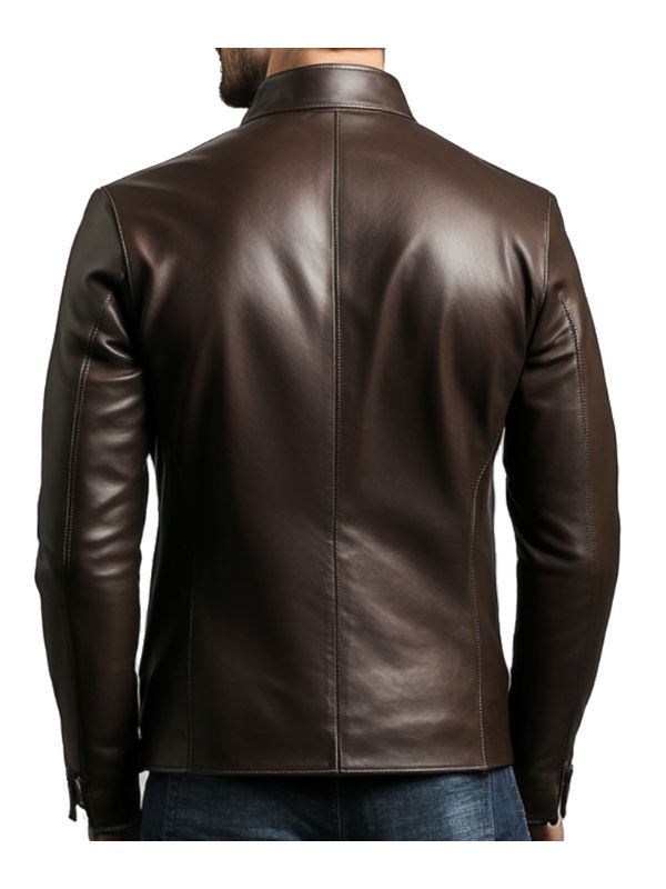 Men's Lucas Brown Leather Biker Jacket