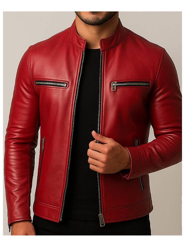 Lucas Men's Red Real Leather Jacket
