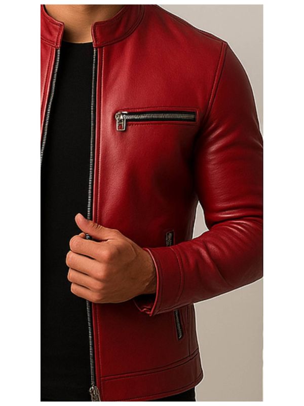 Lucas Men's Red Real Leather Jacket