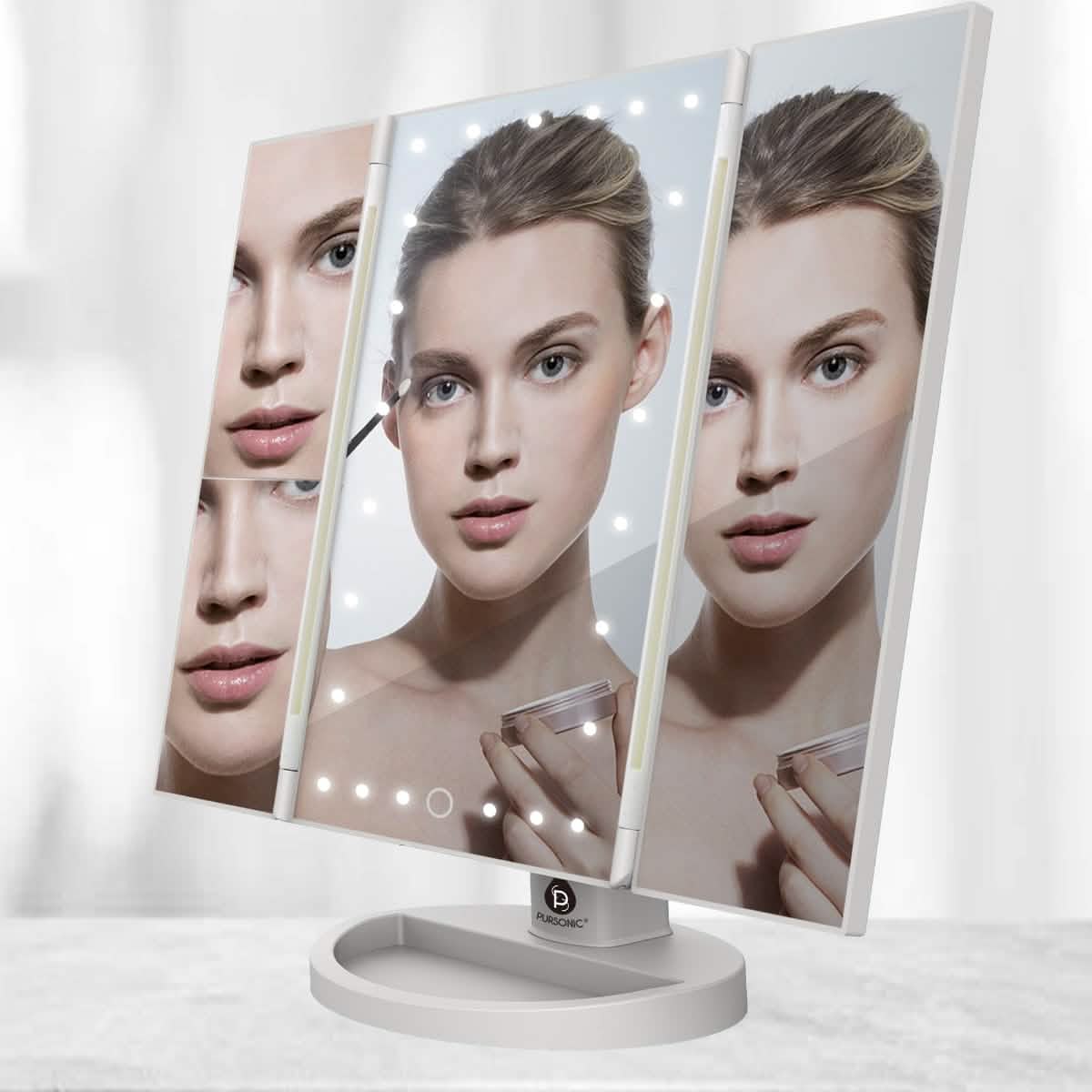 Pursonic 24 LED Tri Fold Vanity Mirror