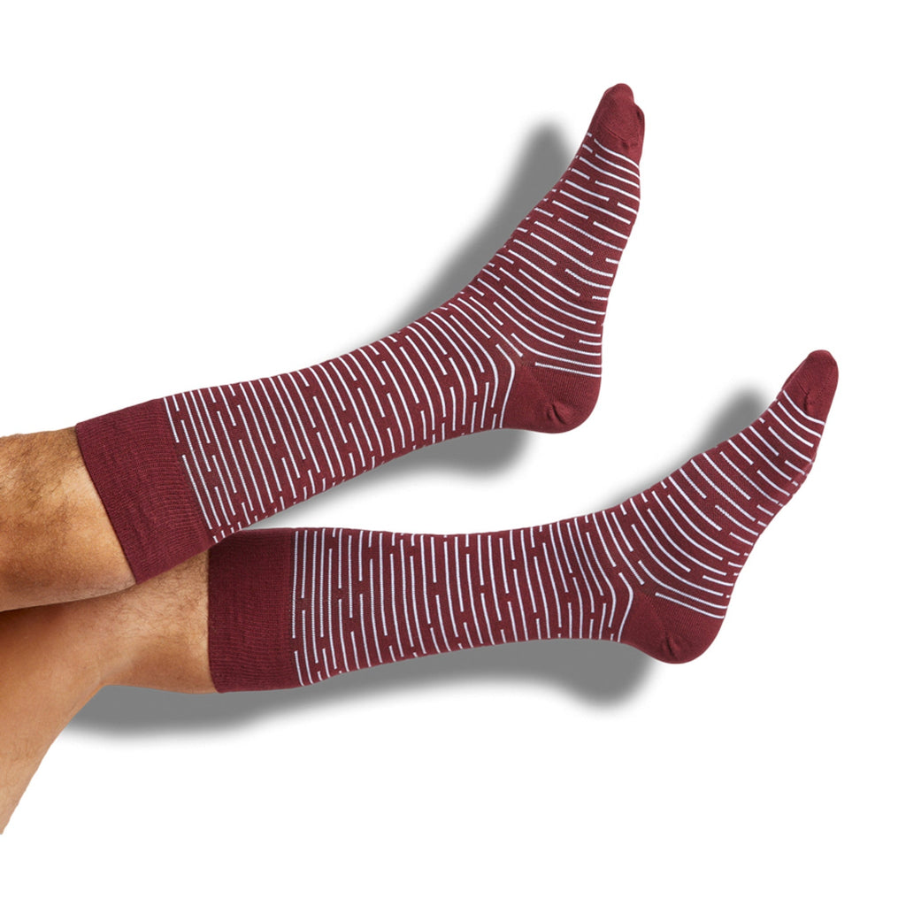 Maroon Broken Stripe Dress Socks