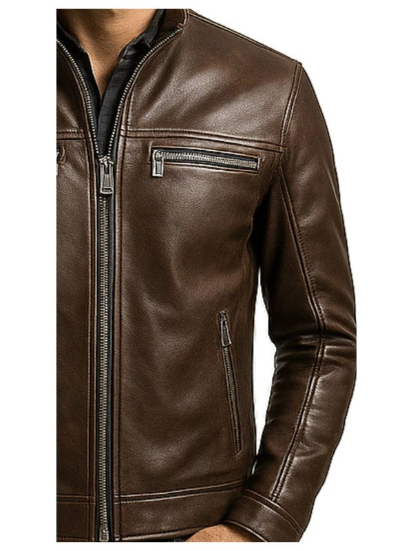 Men's Mateo Brown Leather Biker Jacket
