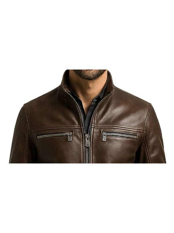 Men's Mateo Brown Leather Biker Jacket