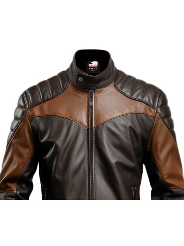 Men's Brown Leather Biker Jacket