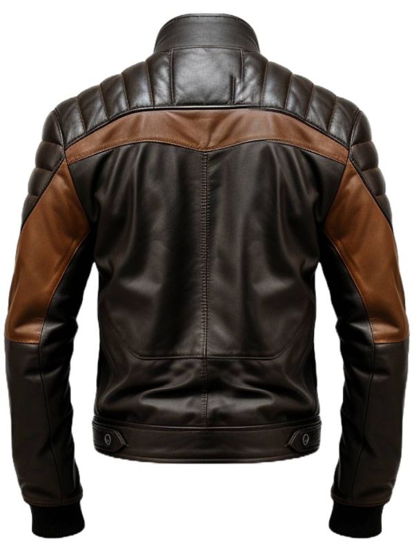 Men's Brown Leather Biker Jacket