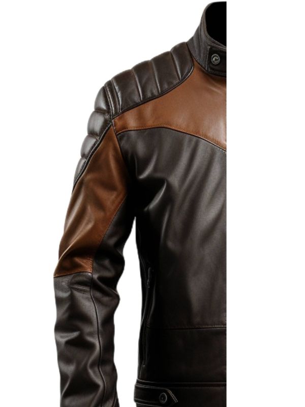 Men's Brown Leather Biker Jacket