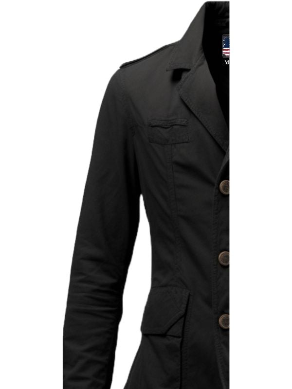 Men Black Cotton Jacket