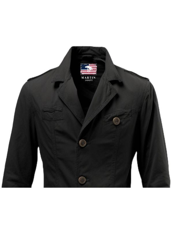 Men Black Cotton Jacket
