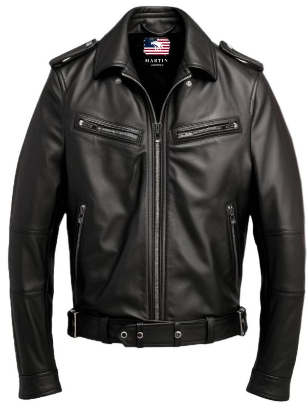 Men's Black Leather Biker Jacket