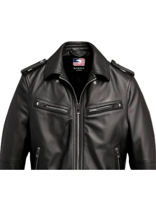 Men's Black Leather Biker Jacket