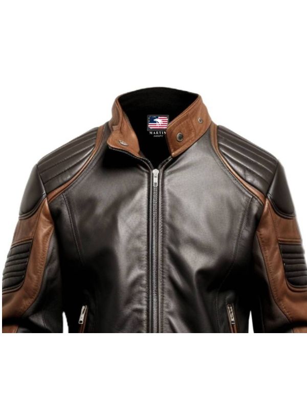 Men's Black Leather Bomber Jacket