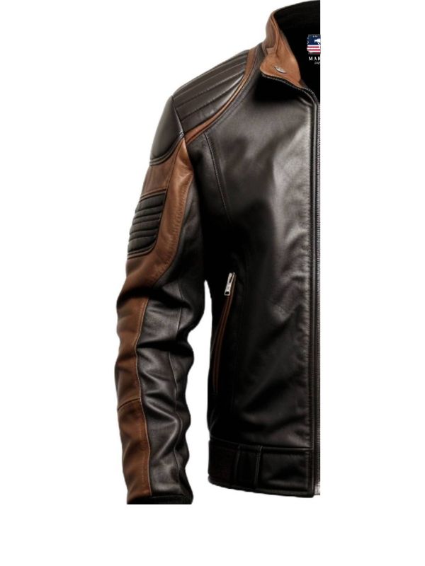 Men's Black Leather Bomber Jacket