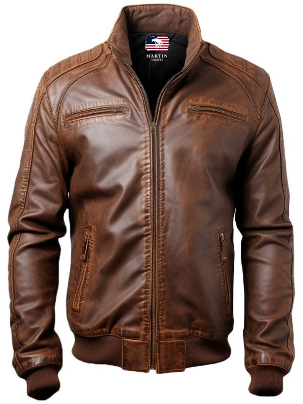 Men's Brown Jordan Leather Bomber Jacket