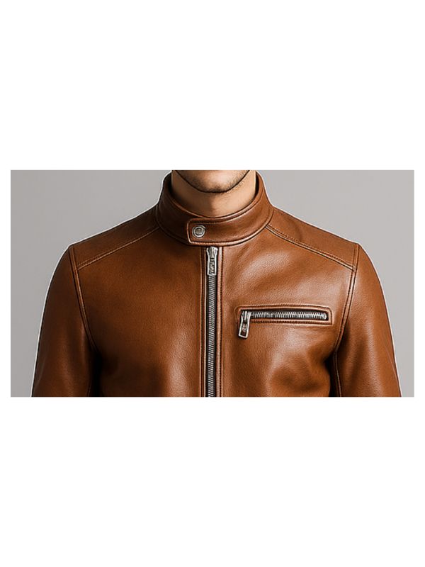 Men's Brown Leather Bomber Jacket