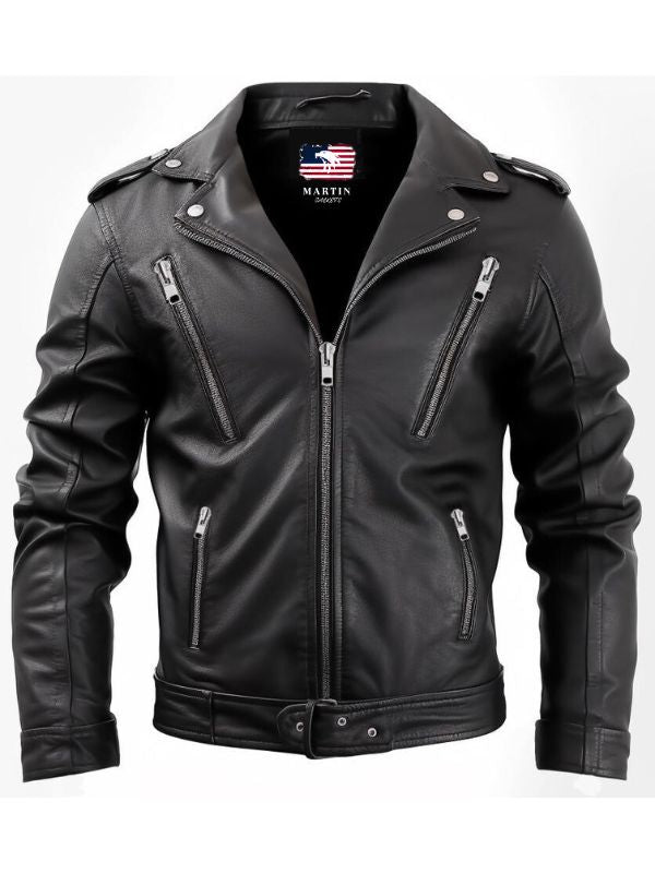Men's Nifty Black Leather Biker Jacket