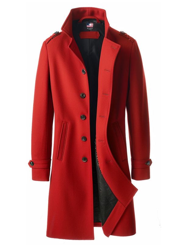 Men Stylish Red Wool Coat