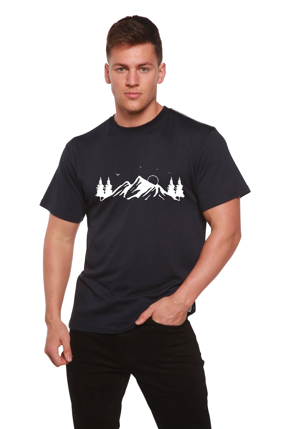 Men's Bamboo Viscose/Organic Cotton Short Sleeve T-Shirt with Print Mauna Kea