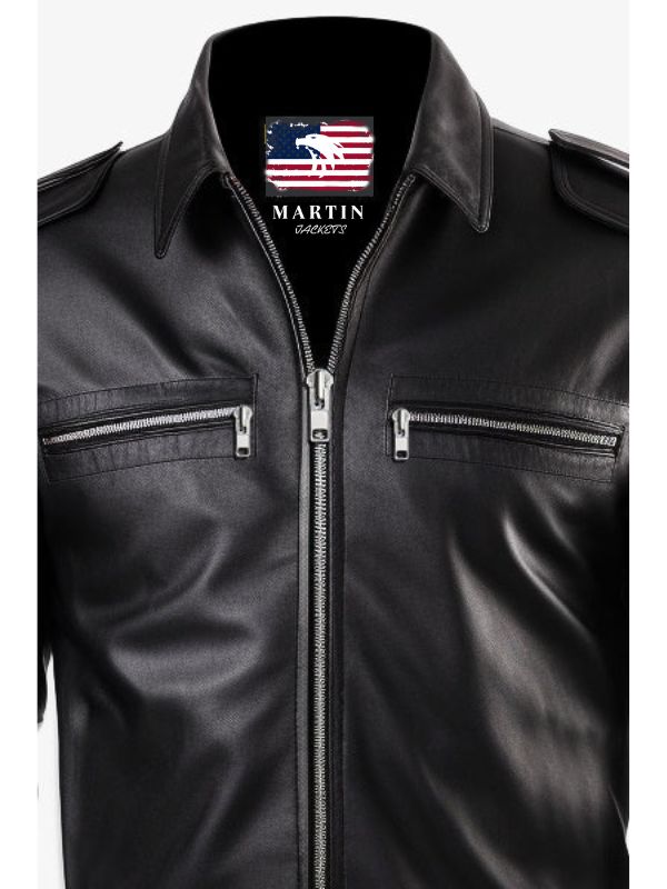 Men's Black Michael Tom Leather Bomber Jacket