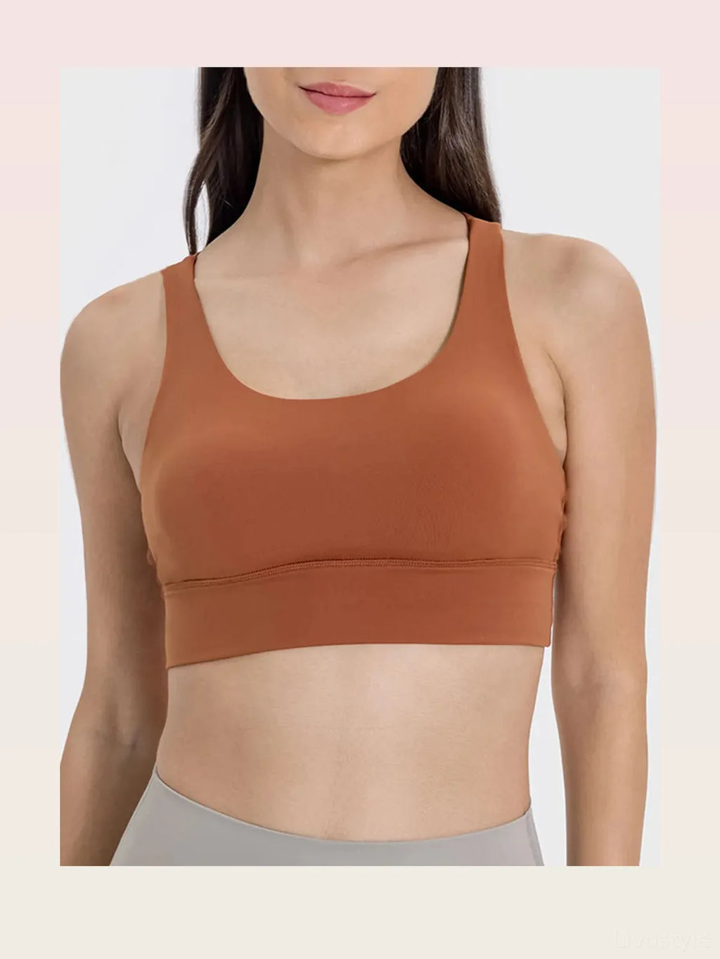 Crisscross Back Scoop Neck Active Tank with Chest Pads