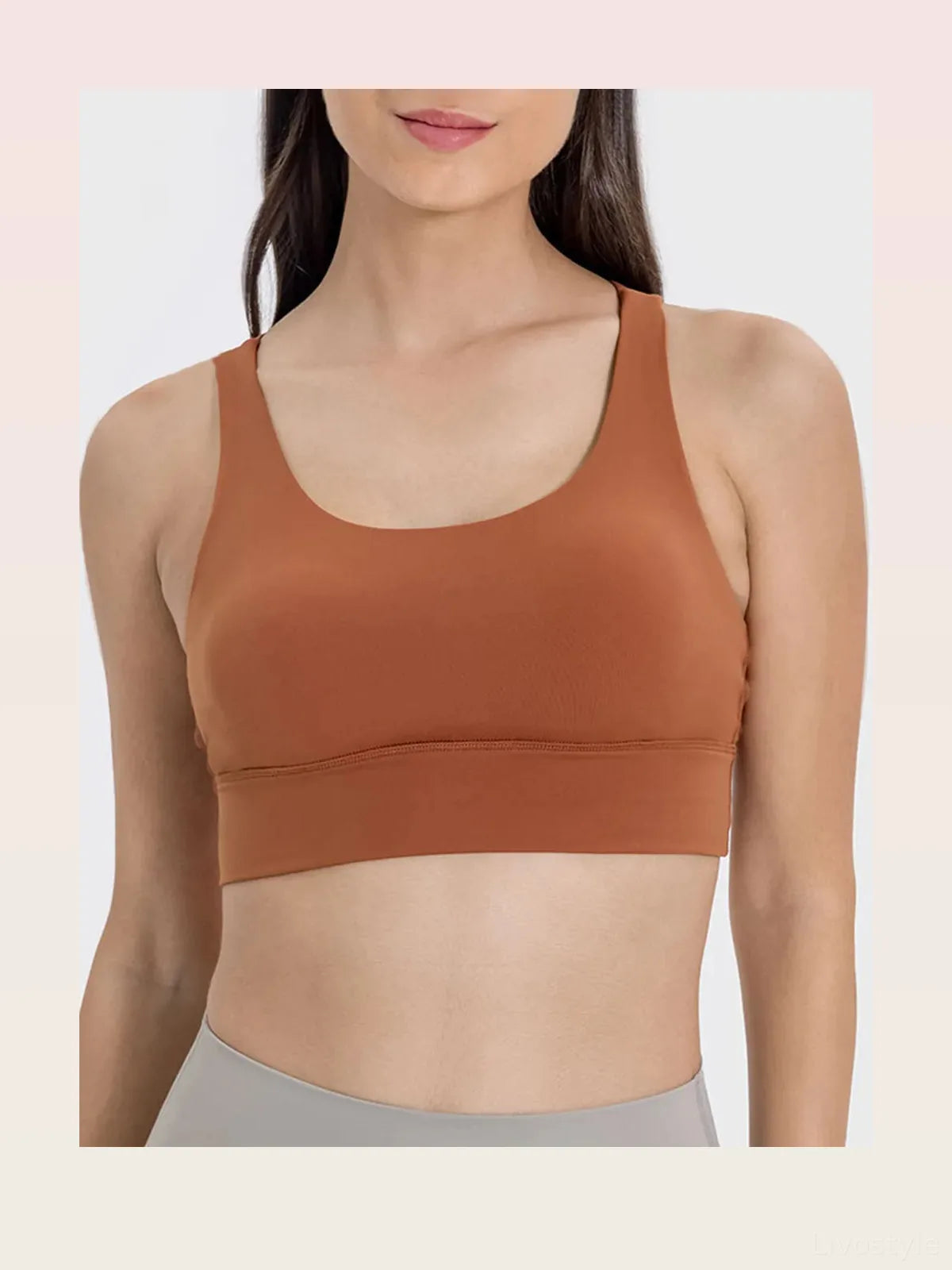 Crisscross Back Scoop Neck Active Tank with Chest Pads