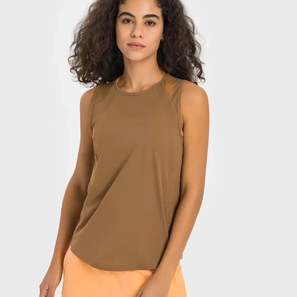Cutout Back Round Neck Active Tank Top