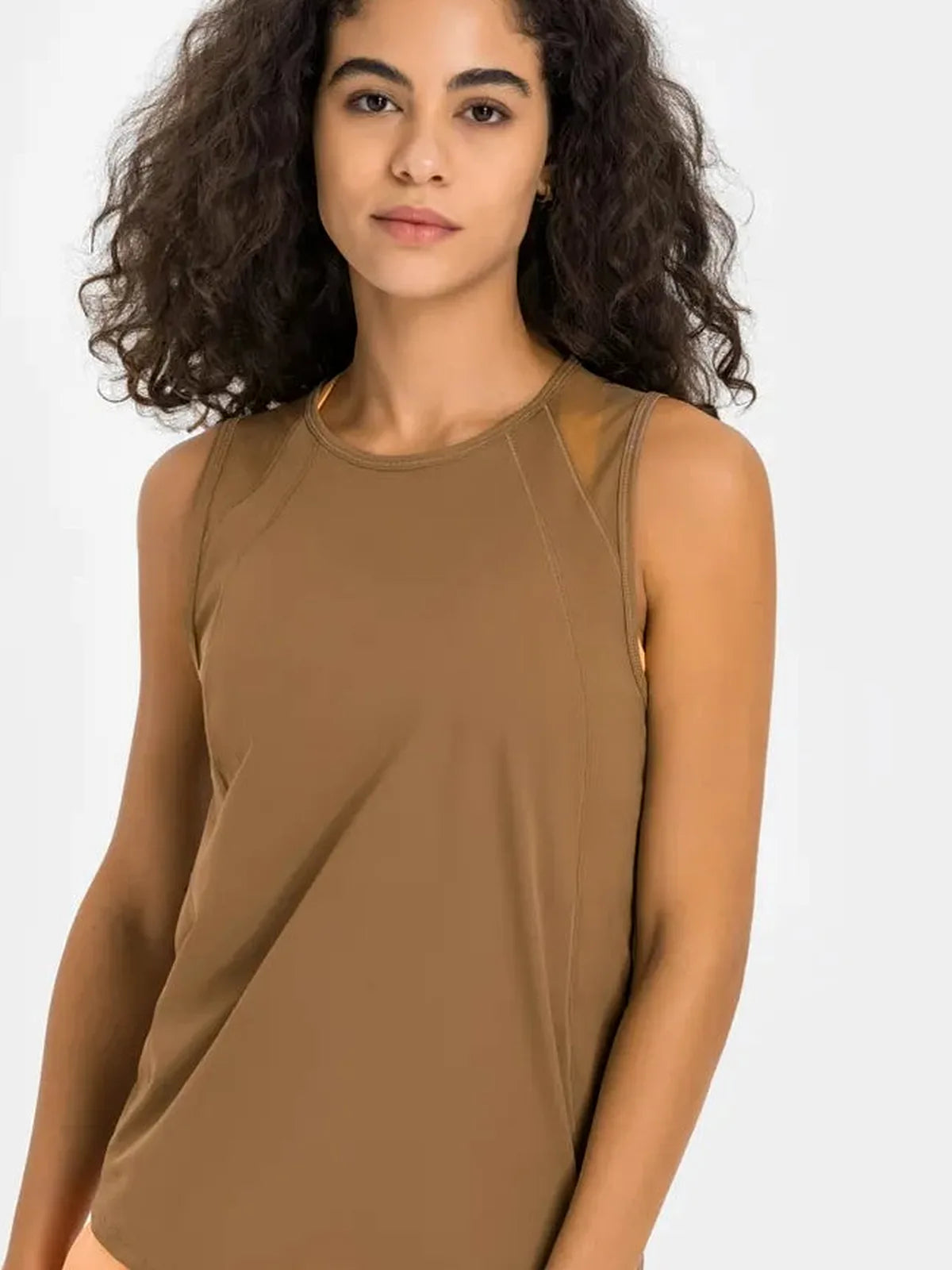 Cutout Back Round Neck Active Tank Top