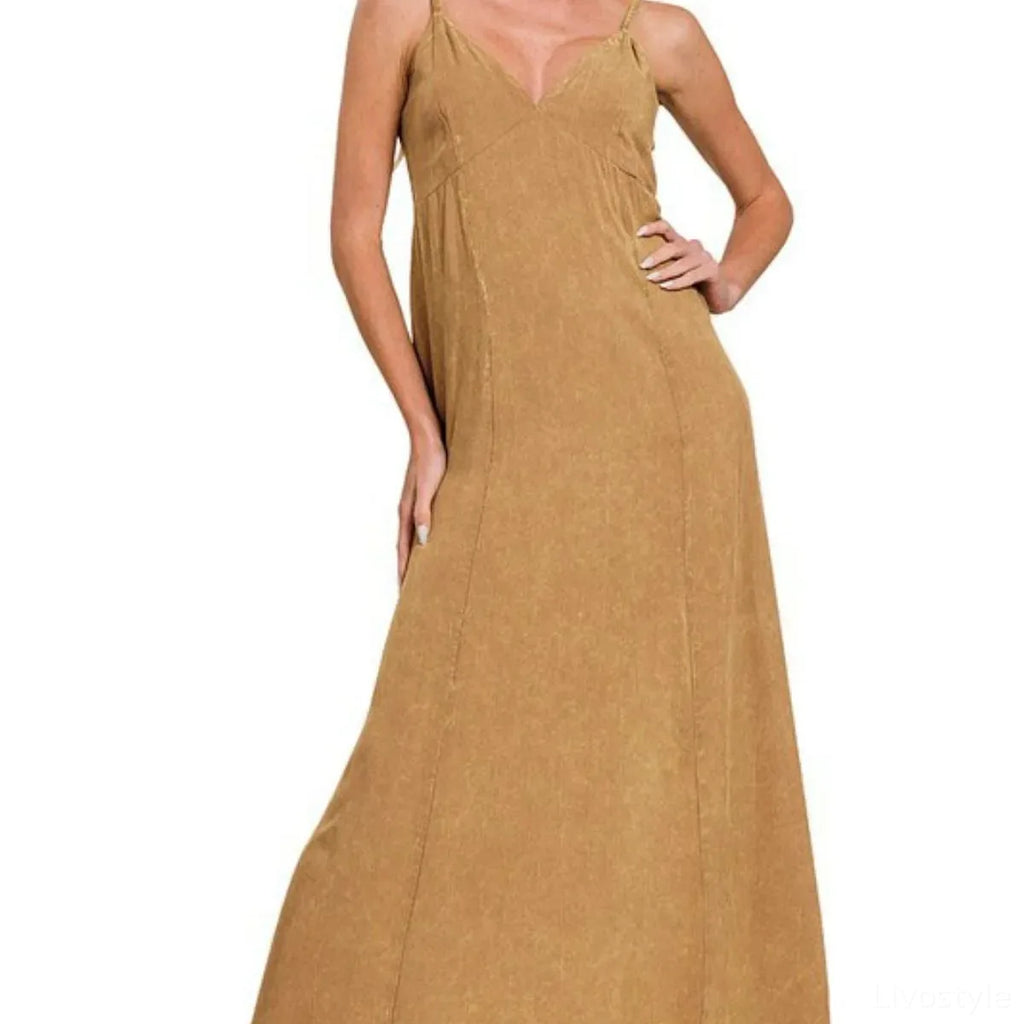 Mineral Washed Rayon Challis Cami Dress