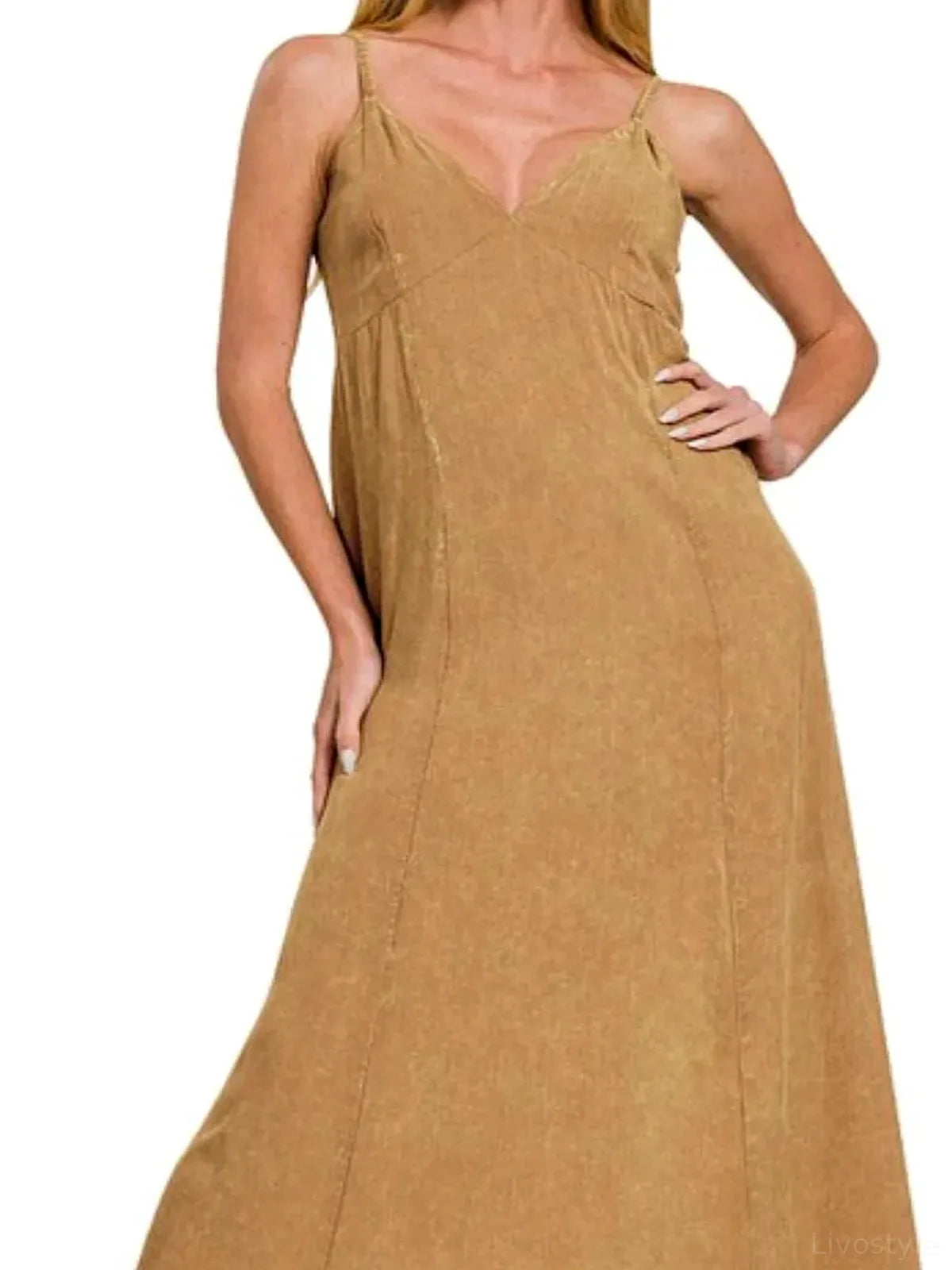 Mineral Washed Rayon Challis Cami Dress