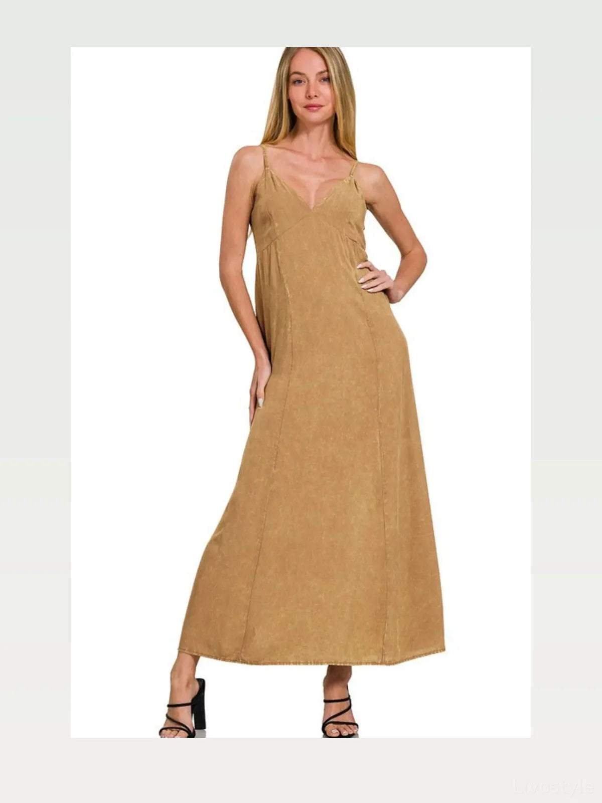 Mineral Washed Rayon Challis Cami Dress