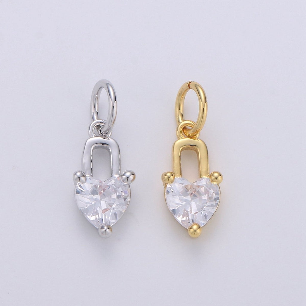 Mini 24k Gold Filled Heart Charms, Gold Filled Love Charm, Cubic Charm ,Gold Love Lock charm Relationship Jewelry Inspired D-563 D-564