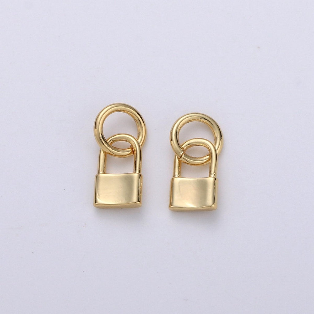 OS Mini padlock charm in 24k gold filled 6mm gold lock charm for earring bracelet necklace. Tiny small dainty gold lock charm K-810