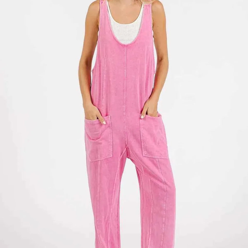 Mineral Wash Relaxed Fit Sleeveless Harem Jumpsuit